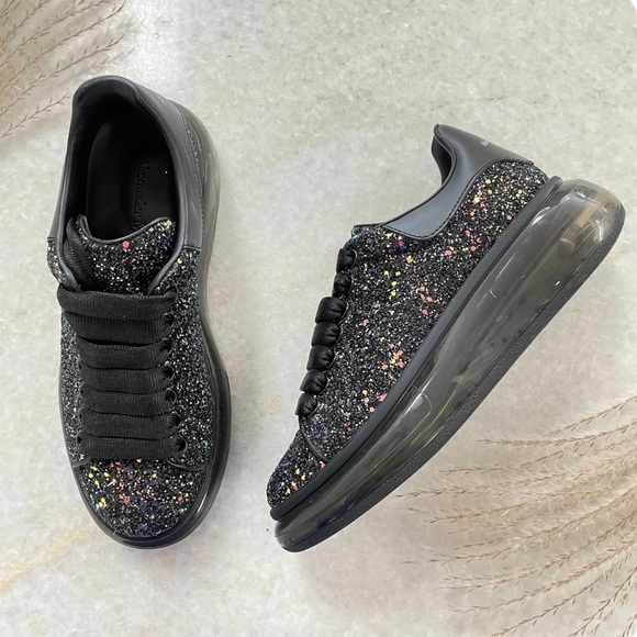 Alexander McQueen Shoes - Alexander Mcqueen Women's Glitter Oversized Sneaker in Black 36.6